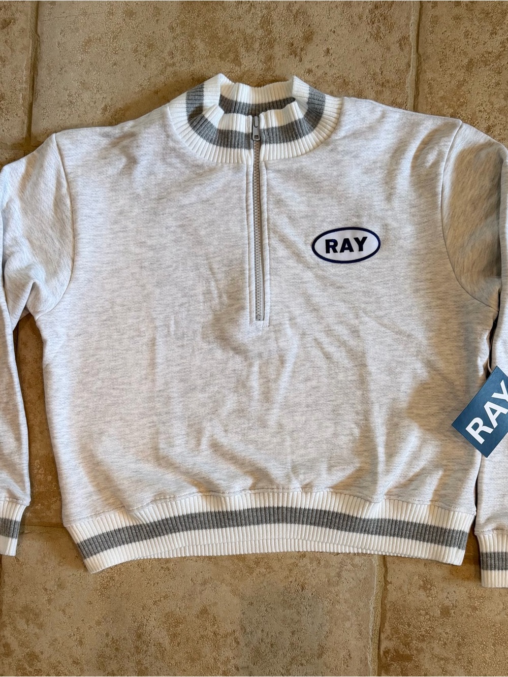 Light Gray Half-Zip Pullover Sweatshirt